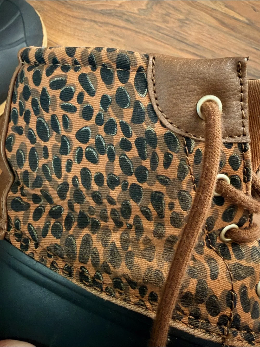 Sperry Kids Brown Leopard-Print Waterproof Duck Boots